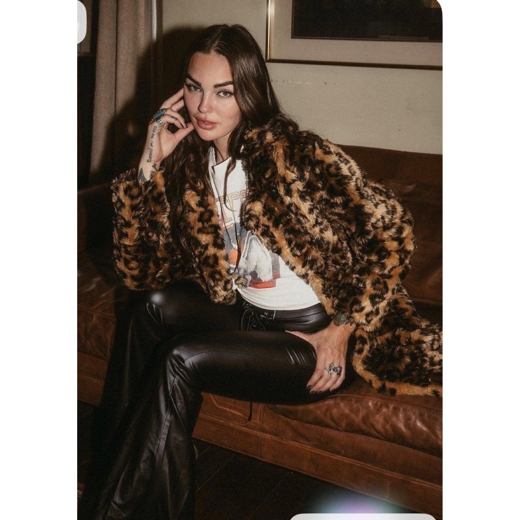Jcrew Faux Fur Leopard Coat Womens Xs Brown Animal Print Mob Wife Y2k Evening